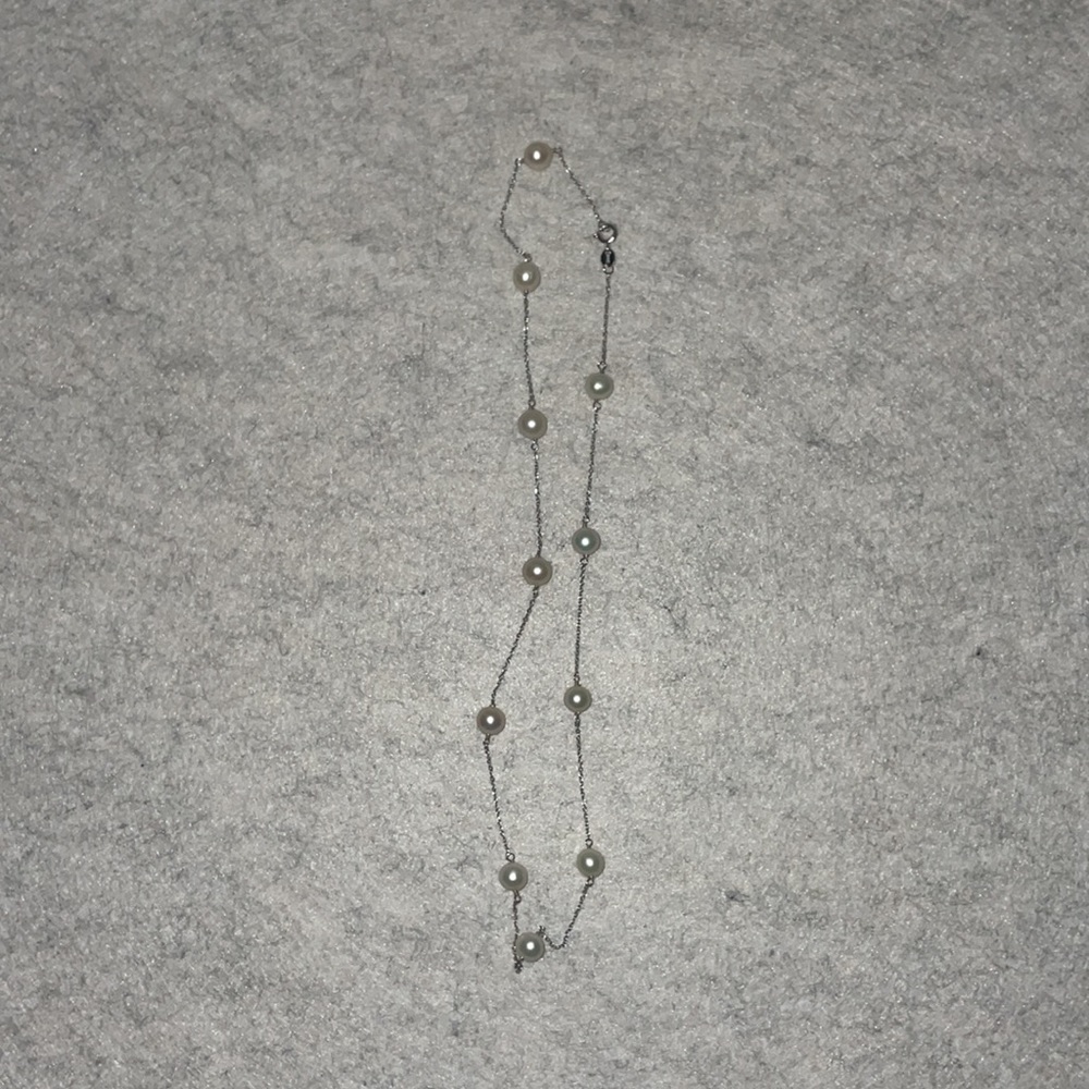 14K white gold and real pearl necklace